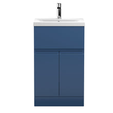 Hudson Reed Urban 500mm Floor Standing 2 - door/drawer Vanity Unit & Basin 1 Contemp Satin Blue MFC Painted Matt 850x510x390mm - JJ Building Materials