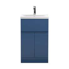 Hudson Reed Urban 500mm Floor Standing 2-door/drawer Vanity Unit & Basin 1 Contemp Satin Blue MFC Painted Matt 850x510x390mm - JJ Building Materials
