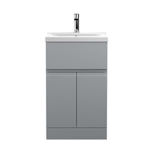 Hudson Reed Urban 500mm Floor Standing 2-door/drawer Vanity Unit & Basin 1 Contemp Satin Grey MFC Painted Matt 850x510x390mm - JJ Building Materials