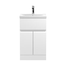 Hudson Reed Urban 500mm Floor Standing 2-door/drawer Vanity Unit & Basin 1 Contemp Satin White MFC Painted Matt 850x510x390mm - JJ Building Materials