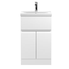 Hudson Reed Urban 500mm Floor Standing 2 - door/drawer Vanity Unit & Basin 1 Contemp Satin White MFC Painted Matt 850x510x390mm - JJ Building Materials