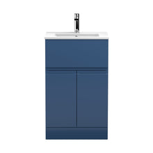 Hudson Reed Urban 500mm Floor Standing 2-door/drawer Vanity Unit & Basin 2 Contemp Satin Blue MFC Painted Matt 828x505x395mm - JJ Building Materials
