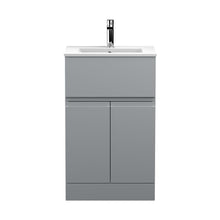 Hudson Reed Urban 500mm Floor Standing 2-door/drawer Vanity Unit & Basin 2 Contemp Satin Grey MFC Painted Matt 828x505x395mm - JJ Building Materials