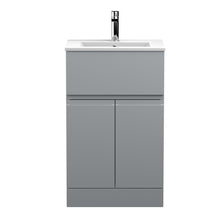 Hudson Reed Urban 500mm Floor Standing 2 - door/drawer Vanity Unit & Basin 2 Contemp Satin Grey MFC Painted Matt 828x505x395mm - JJ Building Materials