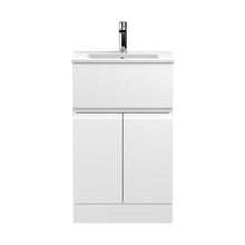 Hudson Reed Urban 500mm Floor Standing 2-door/drawer Vanity Unit & Basin 2 Contemp Satin White MFC Painted Matt 828x505x395mm - JJ Building Materials