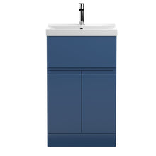 Hudson Reed Urban 500mm Floor Standing 2 - door/drawer Vanity Unit & Basin 3 Contemp Satin Blue MFC Painted Matt 860x510x395mm - JJ Building Materials
