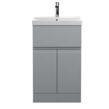 Hudson Reed Urban 500mm Floor Standing 2 - door/drawer Vanity Unit & Basin 3 Contemp Satin Grey MFC Painted Matt 860x510x395mm - JJ Building Materials