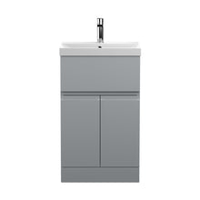 Hudson Reed Urban 500mm Floor Standing 2-door/drawer Vanity Unit & Basin 3 Contemp Satin Grey MFC Painted Matt 860x510x395mm - JJ Building Materials