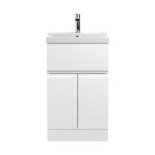 Hudson Reed Urban 500mm Floor Standing 2-door/drawer Vanity Unit & Basin 3 Contemp Satin White MFC Painted Matt 860x510x395mm - JJ Building Materials