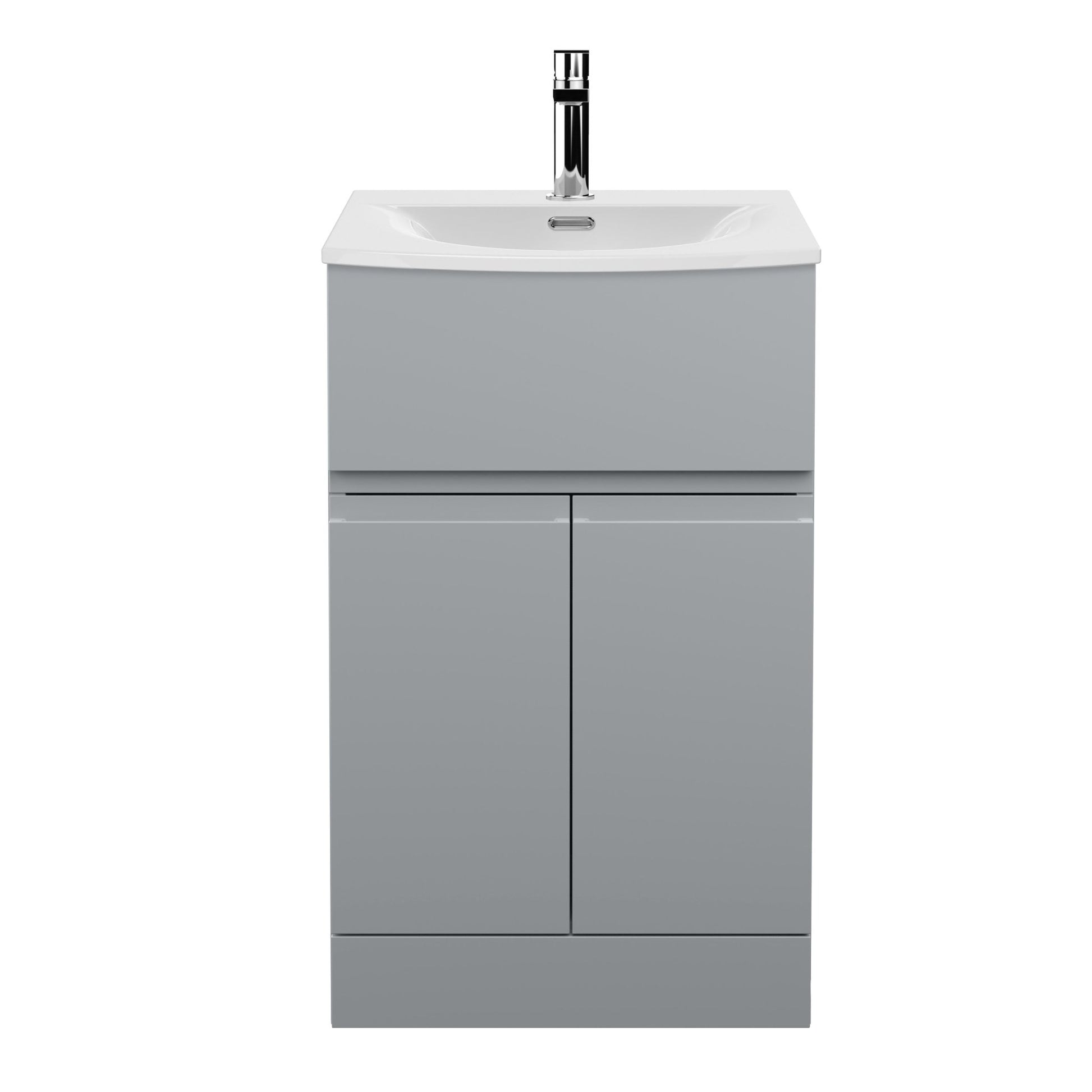 Hudson Reed Urban 500mm Floor Standing 2 Door/drawer Vanity Unit & Basin 4 Contemp Satin Grey MFC Painted Matt 840x510x440mm - JJ Building Materials
