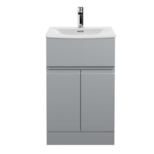 Hudson Reed Urban 500mm Floor Standing 2 Door/drawer Vanity Unit & Basin 4 Contemp Satin Grey MFC Painted Matt 840x510x440mm - JJ Building Materials