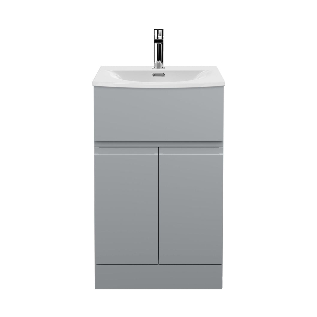 Hudson Reed Urban 500mm Floor Standing 2 Door/drawer Vanity Unit & Basin 4 Contemp Satin Grey MFC Painted Matt 840x510x440mm - JJ Building Materials