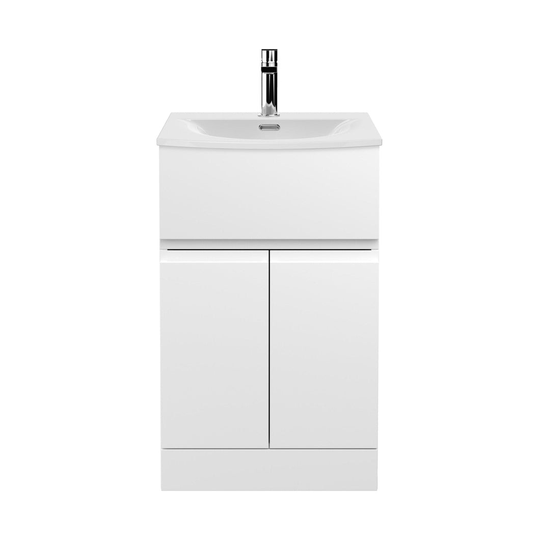 Hudson Reed Urban 500mm Floor Standing 2 Door/drawer Vanity Unit & Basin 4 Contemp Satin White MFC Painted Matt 840x510x440mm - JJ Building Materials