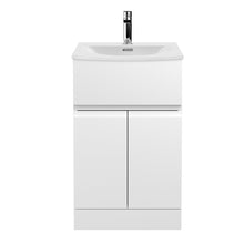 Hudson Reed Urban 500mm Floor Standing 2 Door/drawer Vanity Unit & Basin 4 Contemp Satin White MFC Painted Matt 840x510x440mm - JJ Building Materials