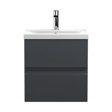 Hudson Reed Urban 500mm Wall Hung 2 Drawer Vanity & Basin 1 Contemp Soft Black MFC Painted Matt 540x510x390mm - JJ Building Materials