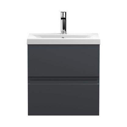 Hudson Reed Urban 500mm Wall Hung 2 Drawer Vanity & Basin 1 Contemp Soft Black MFC Painted Matt 540x510x390mm - JJ Building Materials
