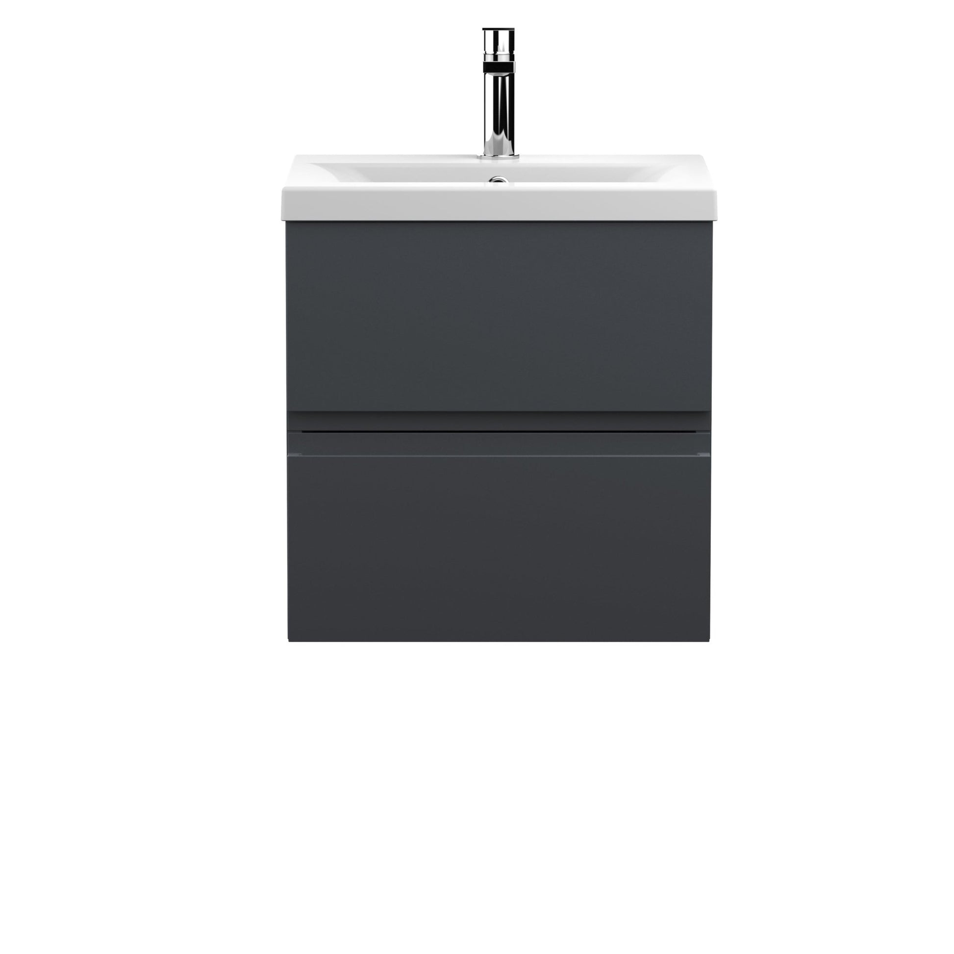 Hudson Reed Urban 500mm Wall Hung 2 Drawer Vanity & Basin 1 Contemp Soft Black MFC Painted Matt 540x510x390mm - JJ Building Materials