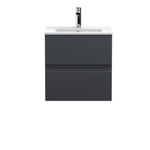 Hudson Reed Urban 500mm Wall Hung 2 Drawer Vanity & Basin 2 Contemp Soft Black MFC Painted Matt 518x510x390mm - JJ Building Materials