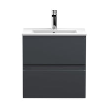 Hudson Reed Urban 500mm Wall Hung 2 Drawer Vanity & Basin 2 Contemp Soft Black MFC Painted Matt 518x510x390mm - JJ Building Materials
