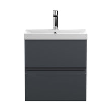 Hudson Reed Urban 500mm Wall Hung 2 Drawer Vanity & Basin 3 Contemp Soft Black MFC Painted Matt 550x510x395mm - JJ Building Materials