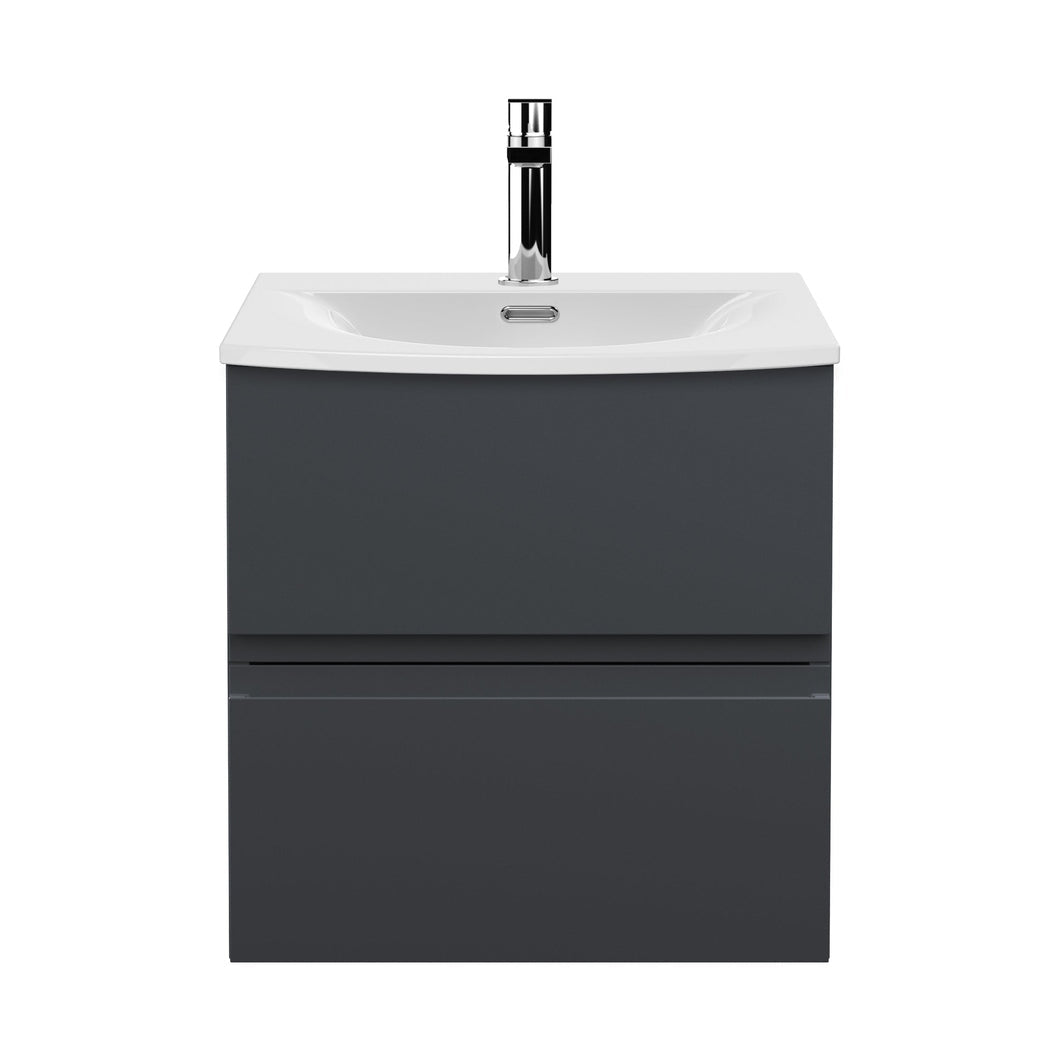Hudson Reed Urban 500mm Wall Hung 2 Drawer Vanity & Basin 4 Contemp Soft Black MFC Painted Matt 525x510x440mm - JJ Building Materials