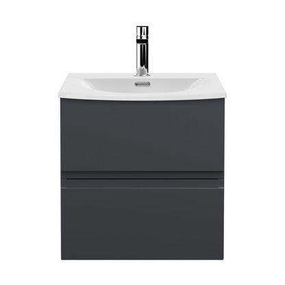 Hudson Reed Urban 500mm Wall Hung 2 Drawer Vanity & Basin 4 Contemp Soft Black MFC Painted Matt 525x510x440mm - JJ Building Materials