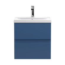 Hudson Reed Urban 500mm Wall Hung 2-drawer Vanity Unit & Basin 1 Contemp Satin Blue MFC Painted Matt 540x510x390mm - JJ Building Materials