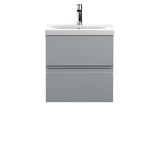 Hudson Reed Urban 500mm Wall Hung 2 - drawer Vanity Unit & Basin 1 Contemp Satin Grey MFC Painted Matt 540x510x390mm - JJ Building Materials