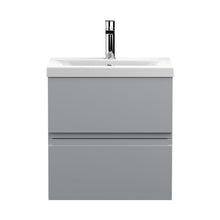 Hudson Reed Urban 500mm Wall Hung 2-drawer Vanity Unit & Basin 1 Contemp Satin Grey MFC Painted Matt 540x510x390mm - JJ Building Materials