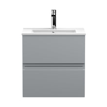 Hudson Reed Urban 500mm Wall Hung 2-drawer Vanity Unit & Basin 2 Contemp Satin Grey MFC Painted Matt 540x505x395mm - JJ Building Materials