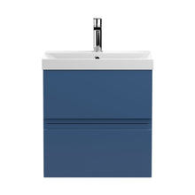Hudson Reed Urban 500mm Wall Hung 2-drawer Vanity Unit & Basin 3 Contemp Satin Blue MFC Painted Matt 550x510x395mm - JJ Building Materials