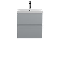 Hudson Reed Urban 500mm Wall Hung 2 - drawer Vanity Unit & Basin 3 Contemp Satin Grey MFC Painted Matt 550x510x395mm - JJ Building Materials