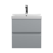 Hudson Reed Urban 500mm Wall Hung 2-drawer Vanity Unit & Basin 3 Contemp Satin Grey MFC Painted Matt 550x510x395mm - JJ Building Materials