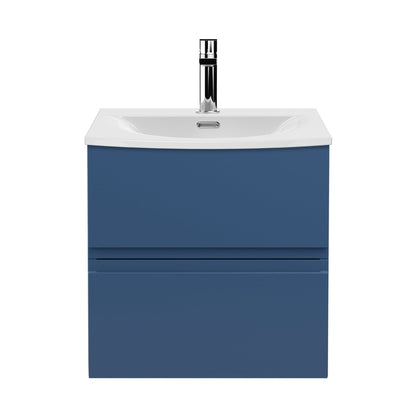 Hudson Reed Urban 500mm Wall Hung 2 Drawer Vanity Unit & Basin 4 Contemp Satin Blue MFC Painted Matt 530x510x440mm - JJ Building Materials