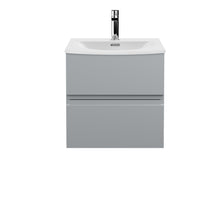 Hudson Reed Urban 500mm Wall Hung 2 Drawer Vanity Unit & Basin 4 Contemp Satin Grey MFC Painted Matt 530x510x440mm - JJ Building Materials
