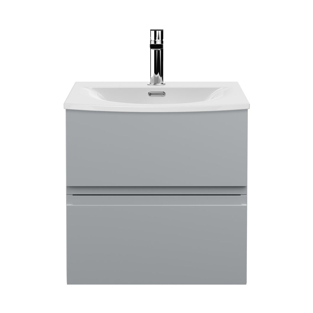 Hudson Reed Urban 500mm Wall Hung 2 Drawer Vanity Unit & Basin 4 Contemp Satin Grey MFC Painted Matt 530x510x440mm - JJ Building Materials
