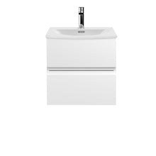 Hudson Reed Urban 500mm Wall Hung 2 Drawer Vanity Unit & Basin 4 Contemp Satin White MFC Painted Matt 530x510x440mm - JJ Building Materials