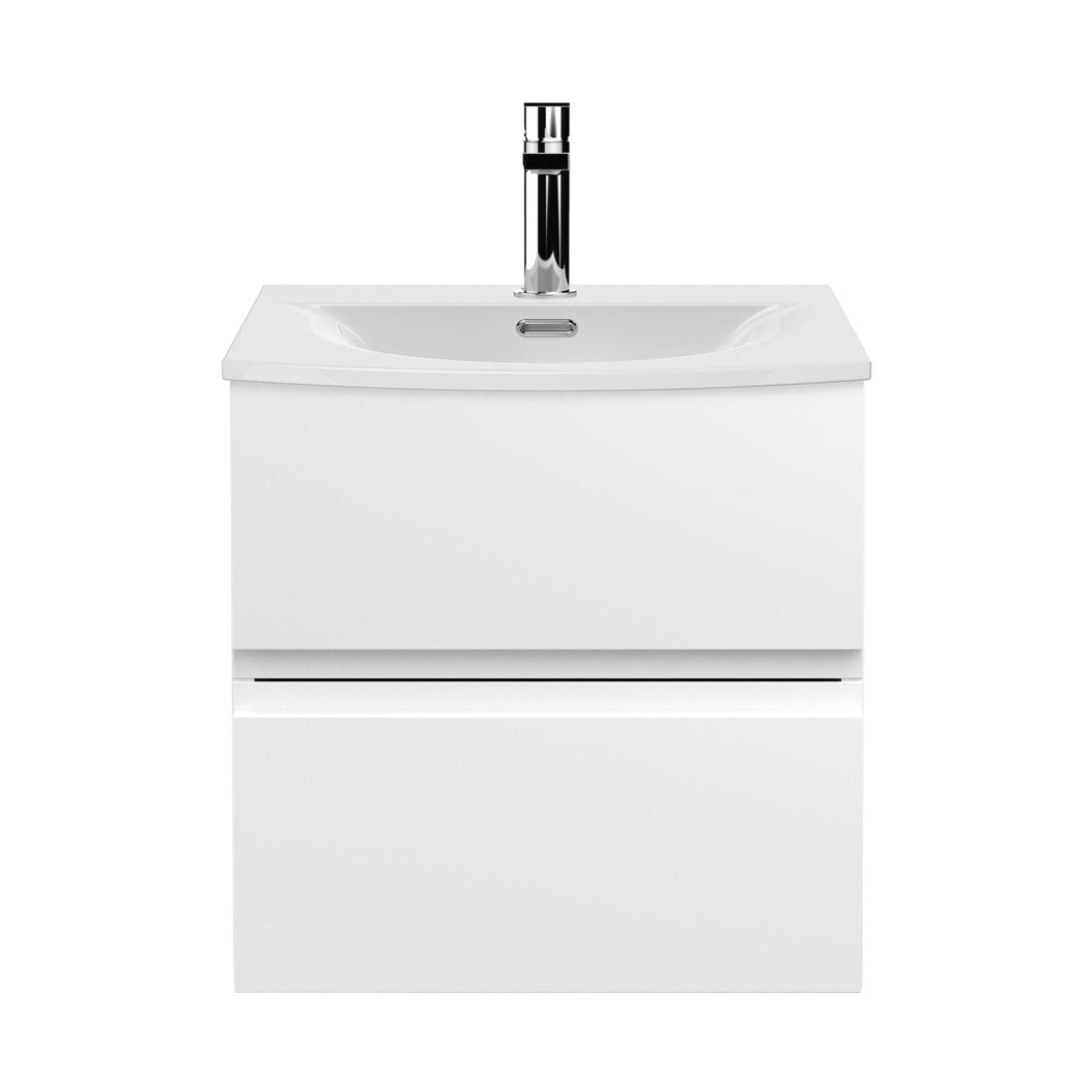 Hudson Reed Urban 500mm Wall Hung 2 Drawer Vanity Unit & Basin 4 Contemp Satin White MFC Painted Matt 530x510x440mm - JJ Building Materials