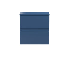 Hudson Reed Urban 500mm Wall Hung 2 - drawer Vanity Unit & Worktop Contemp Satin Blue MFC Painted Matt 518x505x390mm - JJ Building Materials