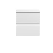 Hudson Reed Urban 500mm Wall Hung 2 - drawer Vanity Unit & Worktop Contemp Satin White MFC Painted Matt 518x505x390mm - JJ Building Materials
