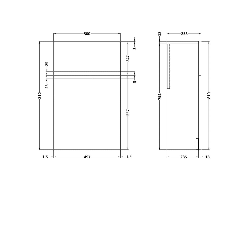 Hudson Reed Urban 500mm Wc Unit Contemp Satin Grey MFC Painted Matt 810x500x253mm - JJ Building Materials