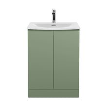 Hudson Reed Urban 600mm Floor Standing 2 Door Unit & Basin 4 Contemp Satin Green MFC Painted Matt 835x610x440mm - JJ Building Materials