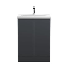 Hudson Reed Urban 600mm Floor Standing 2 Door Vanity & Basin 1 Contemp Soft Black MFC Painted Matt 850x610x390mm - JJ Building Materials