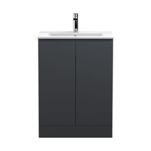 Hudson Reed Urban 600mm Floor Standing 2 Door Vanity & Basin 2 Contemp Soft Black MFC Painted Matt 828x610x390mm - JJ Building Materials
