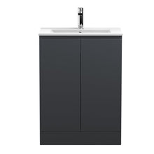 Hudson Reed Urban 600mm Floor Standing 2 Door Vanity & Basin 2 Contemp Soft Black MFC Painted Matt 828x610x390mm - JJ Building Materials