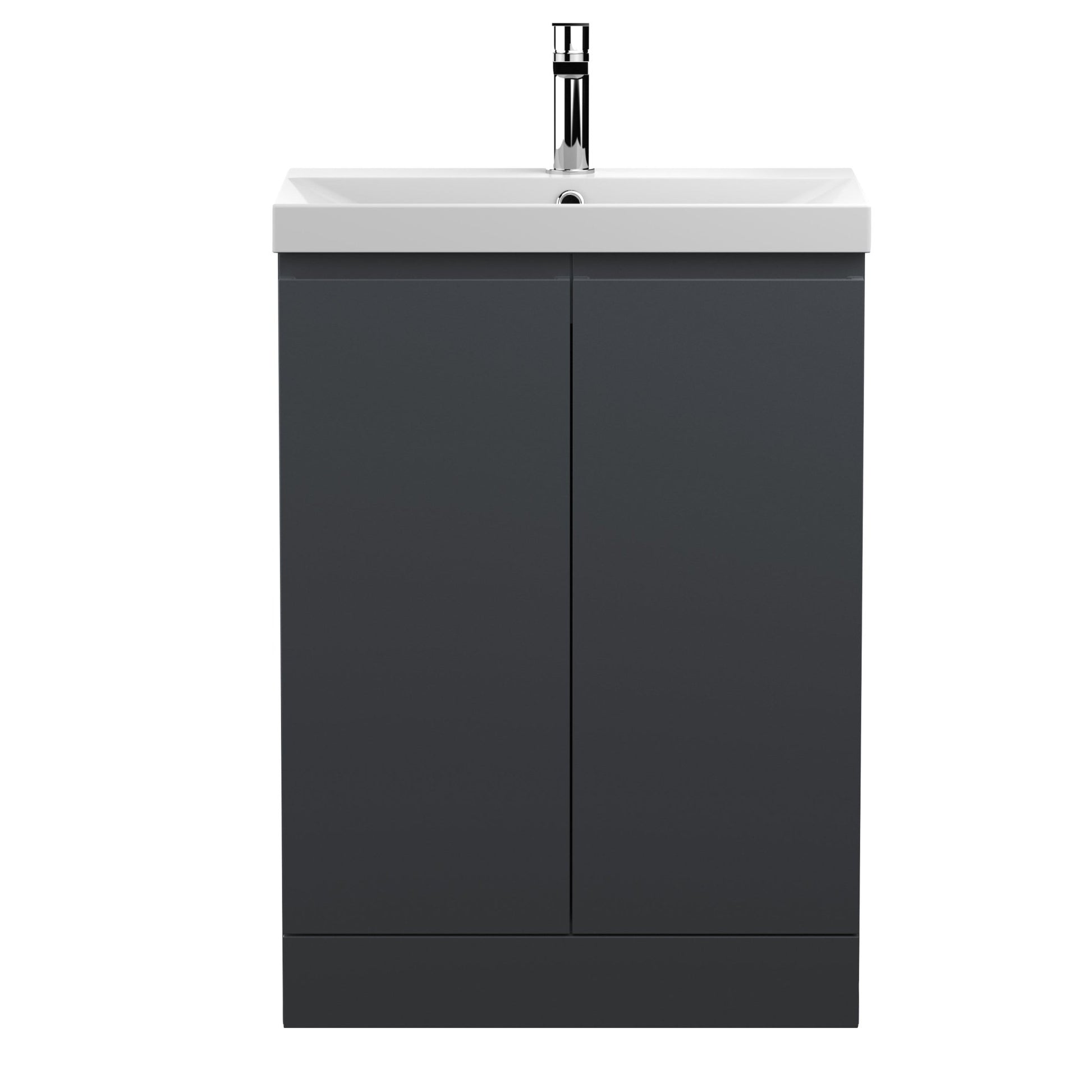 Hudson Reed Urban 600mm Floor Standing 2 Door Vanity & Basin 3 Contemp Soft Black MFC Painted Matt 860x610x395mm - JJ Building Materials