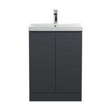 Hudson Reed Urban 600mm Floor Standing 2 Door Vanity & Basin 3 Contemp Soft Black MFC Painted Matt 860x610x395mm - JJ Building Materials