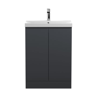 Hudson Reed Urban 600mm Floor Standing 2 Door Vanity & Basin 3 Contemp Soft Black MFC Painted Matt 860x610x395mm - JJ Building Materials