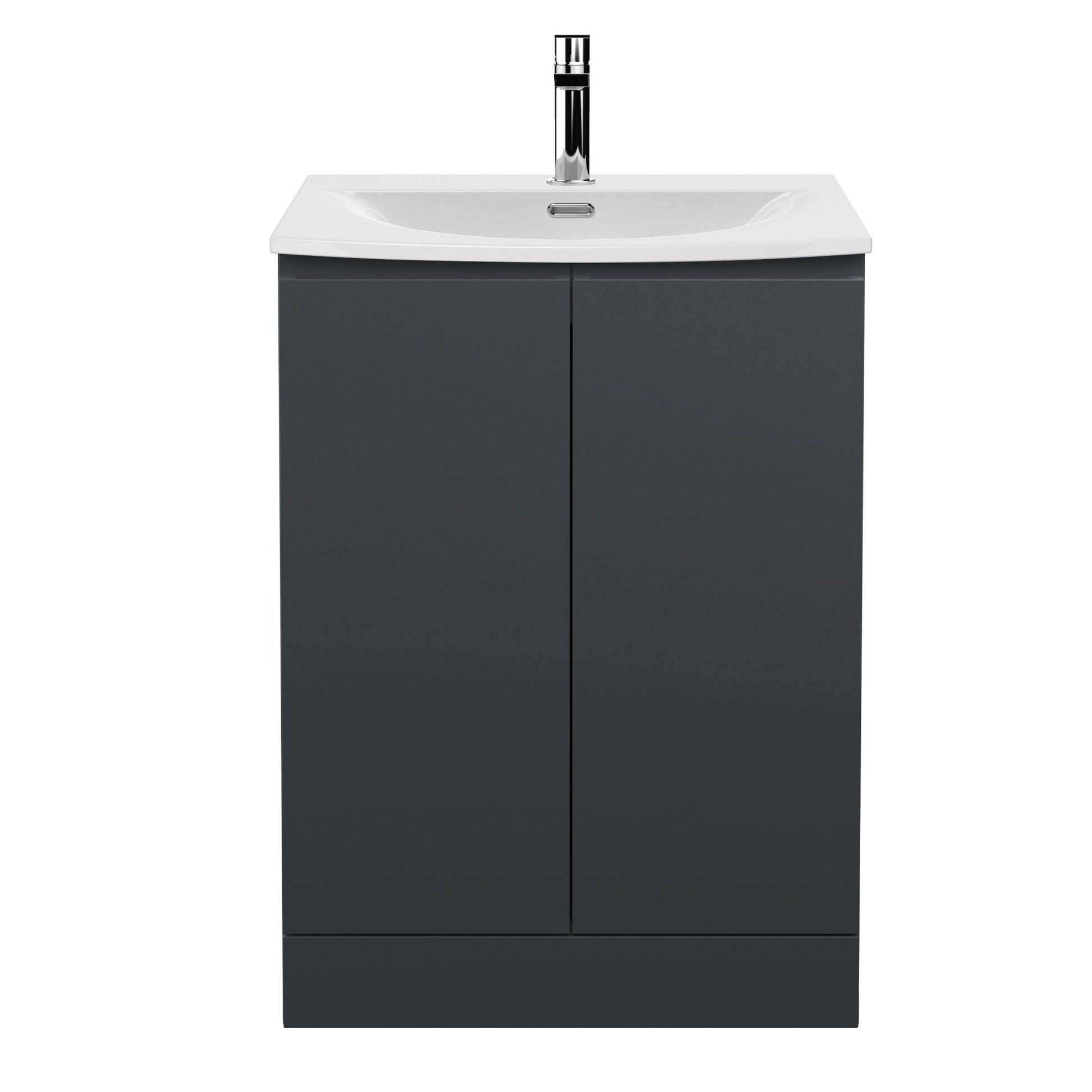 Hudson Reed Urban 600mm Floor Standing 2 Door Vanity & Basin 4 Contemp Soft Black MFC Painted Matt 835x610x440mm - JJ Building Materials