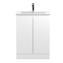 Hudson Reed Urban 600mm Floor Standing 2 - door Vanity Unit & Basin 2 Contemp Satin White MFC Painted Matt 828x605x395mm - JJ Building Materials